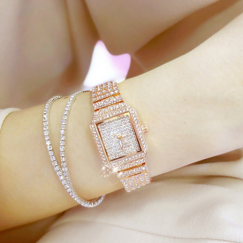 Wasserdichte Quarzuhr mit Strass-Besatz – Bild 6 | LuxeStyle