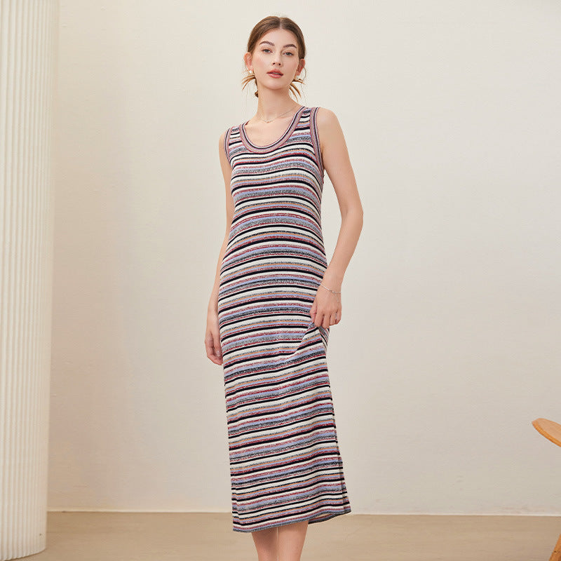 Retro gestreiftes Strickkleid für Damen | LuxeStyle