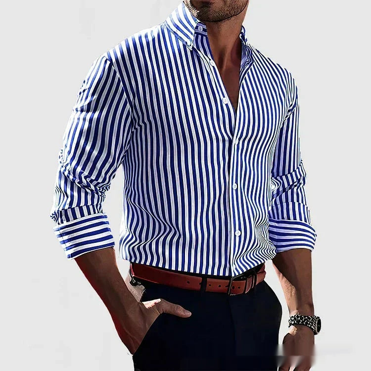 Gestreiftes Langarmshirt mit Knopfleiste – Bild 13 | LuxeStyle