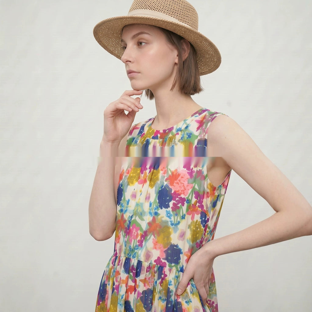 Ärmelloses Retro-Kleid mit Blumenmuster | LuxeStyle