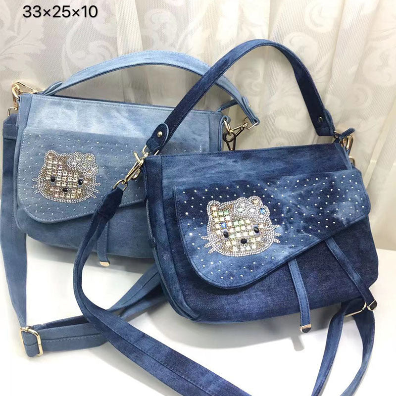 Denim-Eimertasche mit Strass – Bild 5 | LuxeStyle