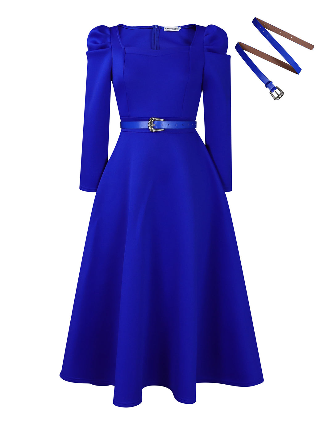 Elegantes A-Linien Midikleid mit Puffärmeln
