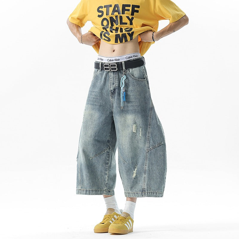 Retro Cropped Wide Leg Jeans