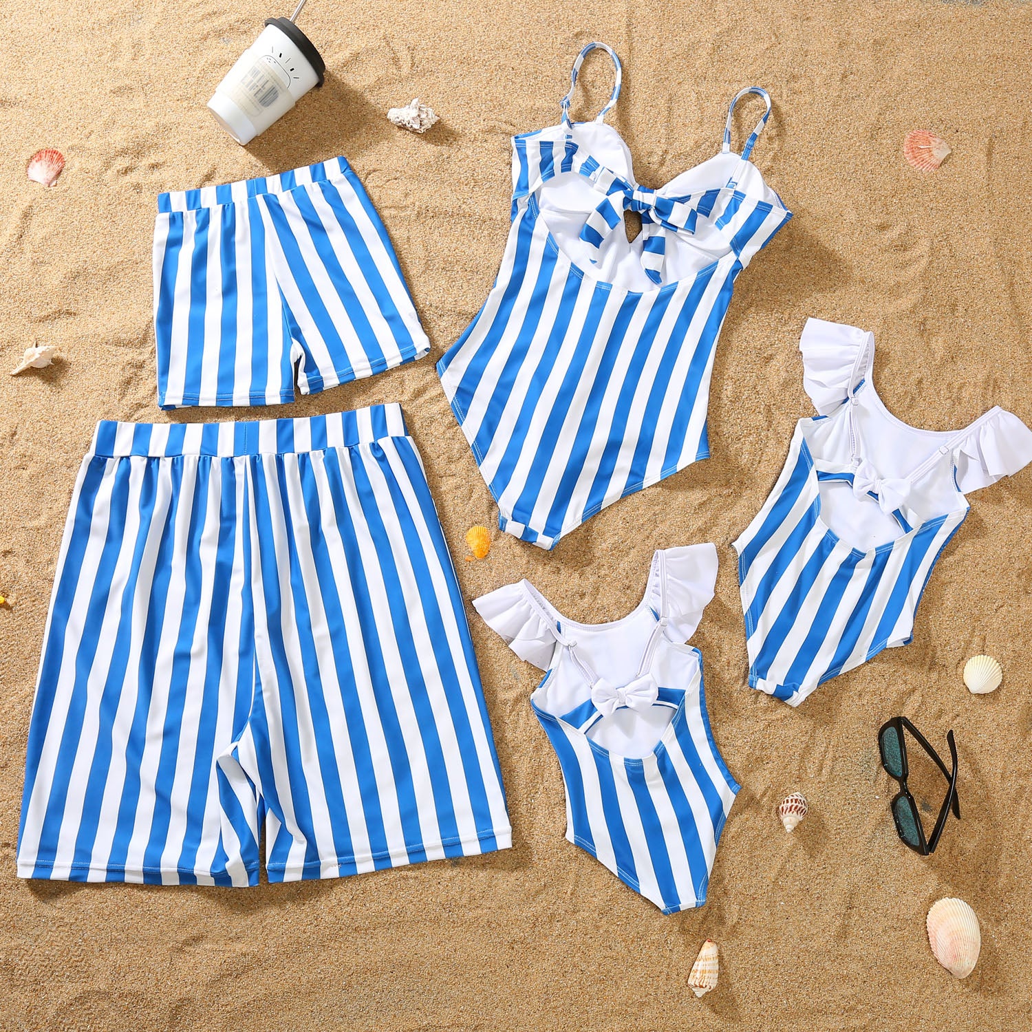 Partnerlook Bikini blau-weiss gestreift