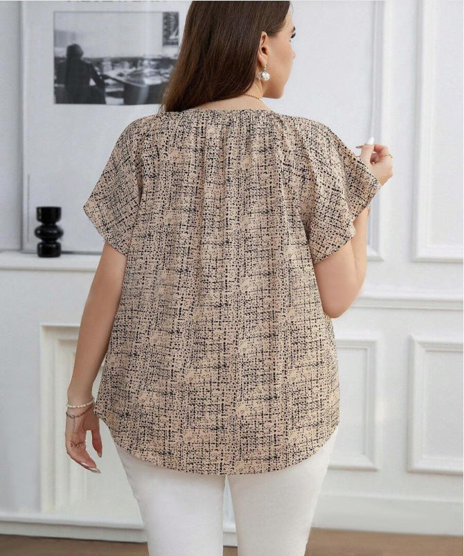 Kurzarm-Top mit Aprikosenblüten-Print