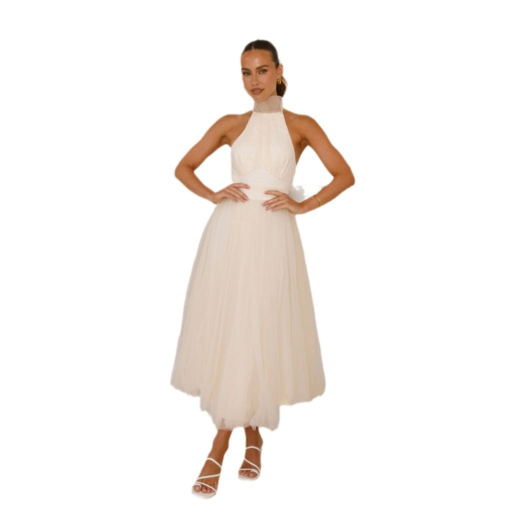 Elegantes Halterneck-Maxikleid aus Mesh