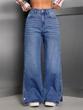 High-Waist Straight-Leg Jeans mit Knopfleiste
