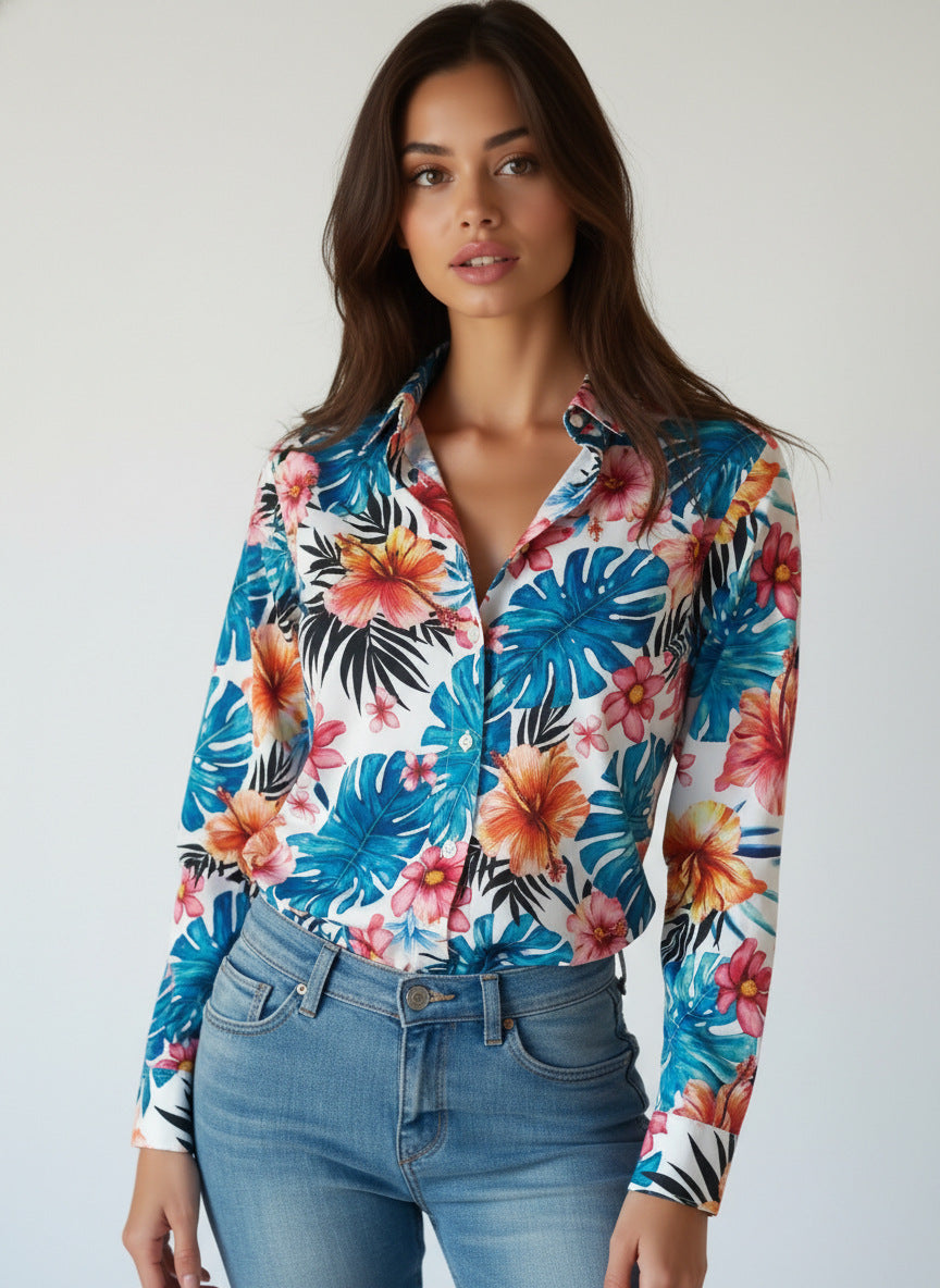 Elegante Langarm-Bluse mit Print – Bild 7 | LuxeStyle