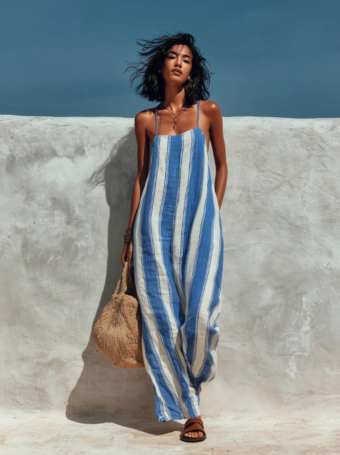 Gestreifter ärmelloser Jumpsuit