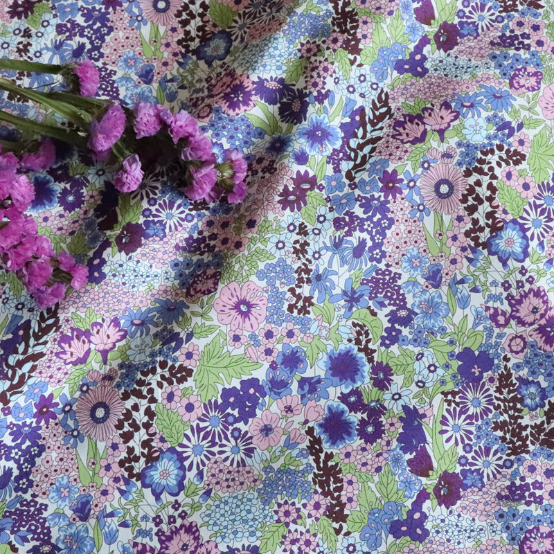CIARA Liberty Popeline Baumwollstoff, lila Blumen · 80 Stück | LuxeStyle