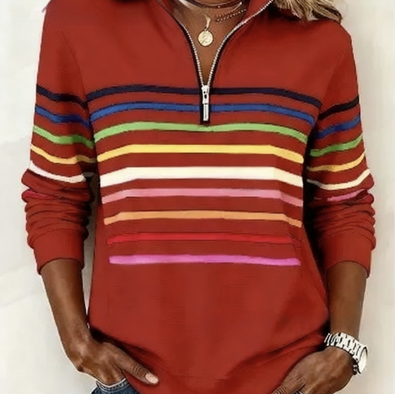 Weihnachts-Sweatshirt mit Print und Reißverschluss