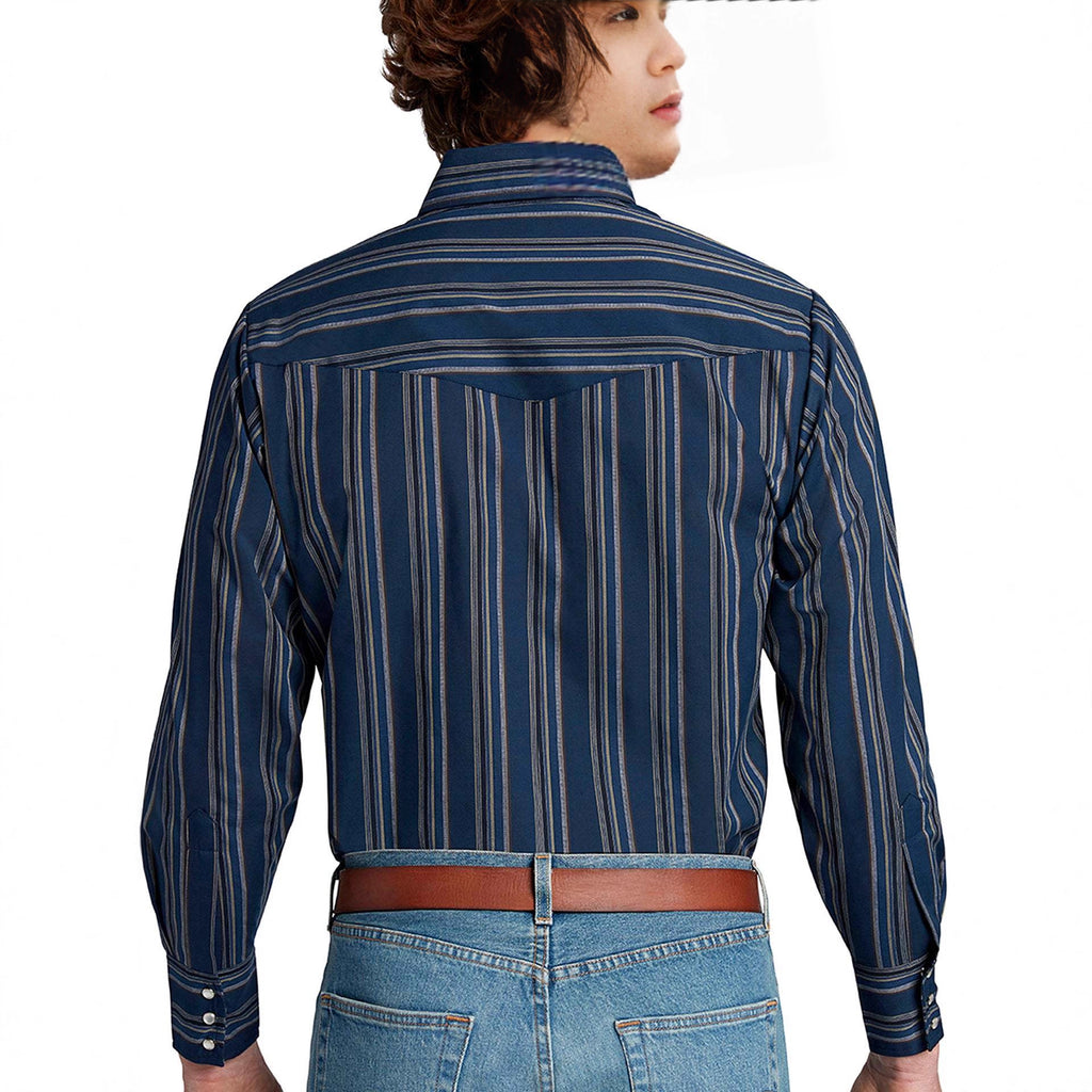 Gestreiftes Langarmhemd für Herren im Western-Stil – Bild 10 | LuxeStyle
