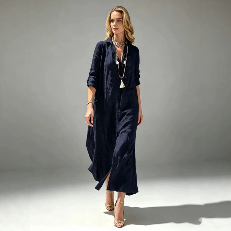 Langes Leinenkleid im lockeren Schnitt – Bild 5 | LuxeStyle