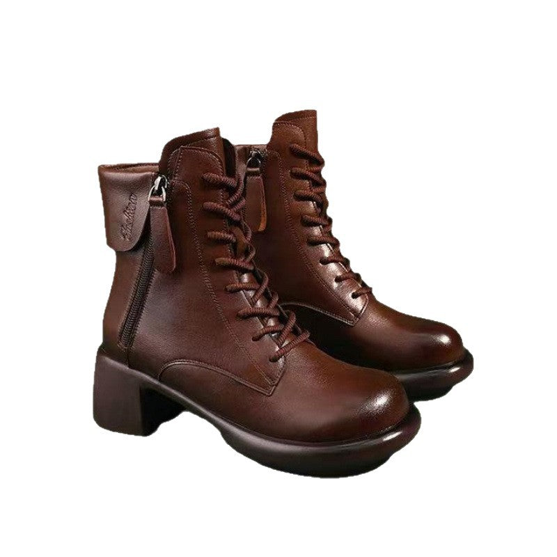 Vintage Leder-Boots mit Chunky-Sohle – Bild 4 | LuxeStyle