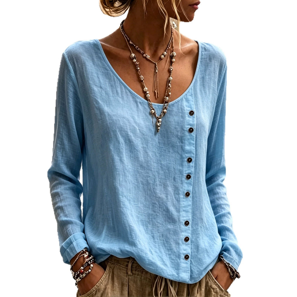 Locker geschnittenes Langarmshirt mit Rundhals