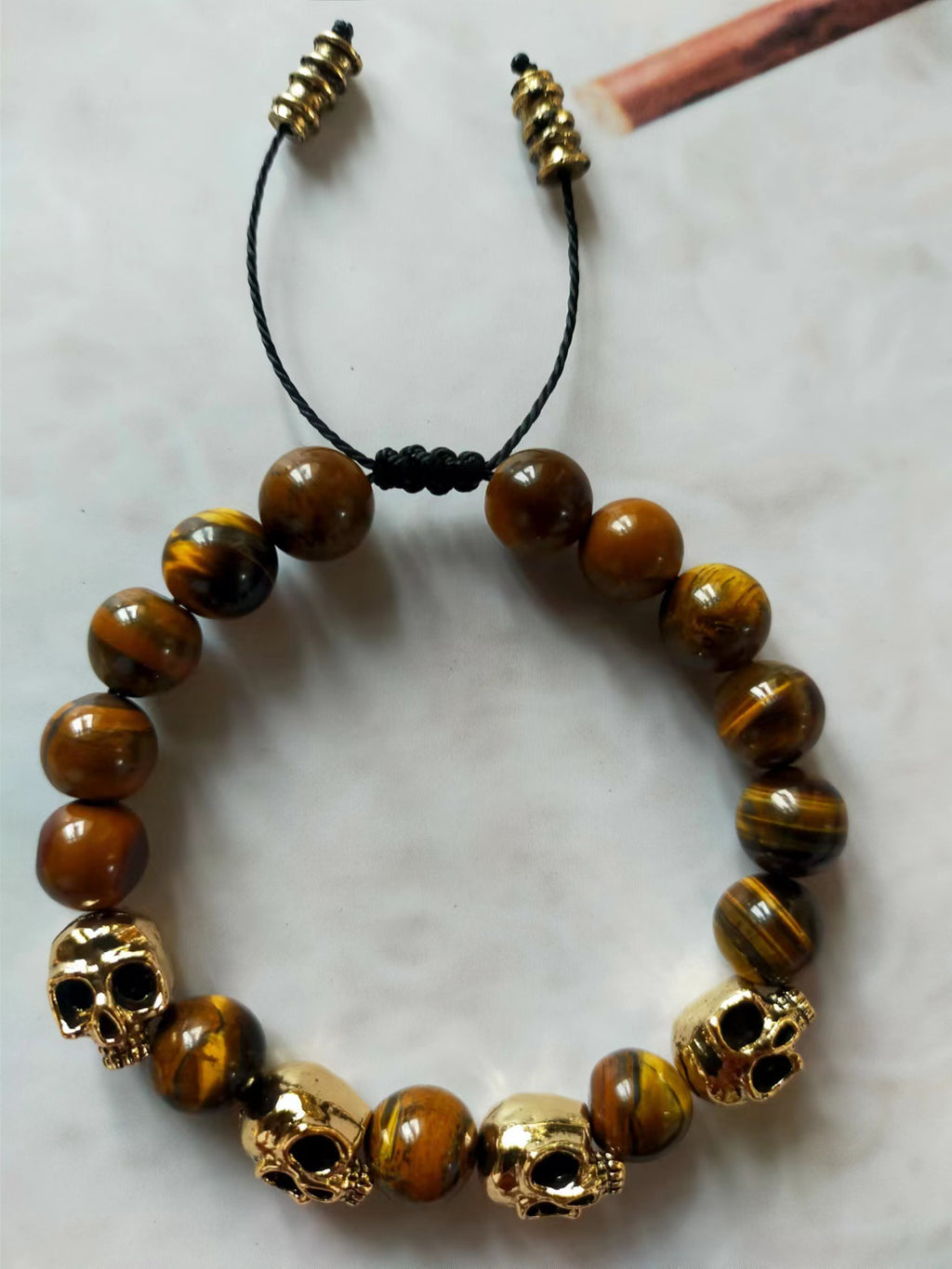 Schwarze Onyx-Armband mit Edelstein- und Leder-Elementen – Bild 4 | LuxeStyle
