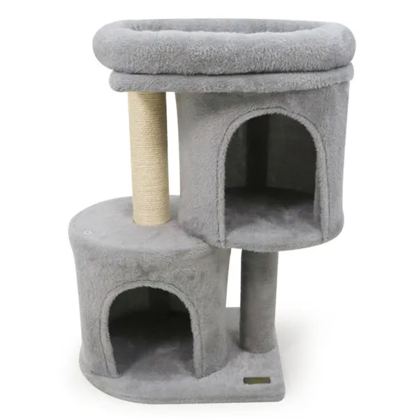 Kompakter Katzenbaum mit 2 Höhlen & Sisal-Kratzstämmen
