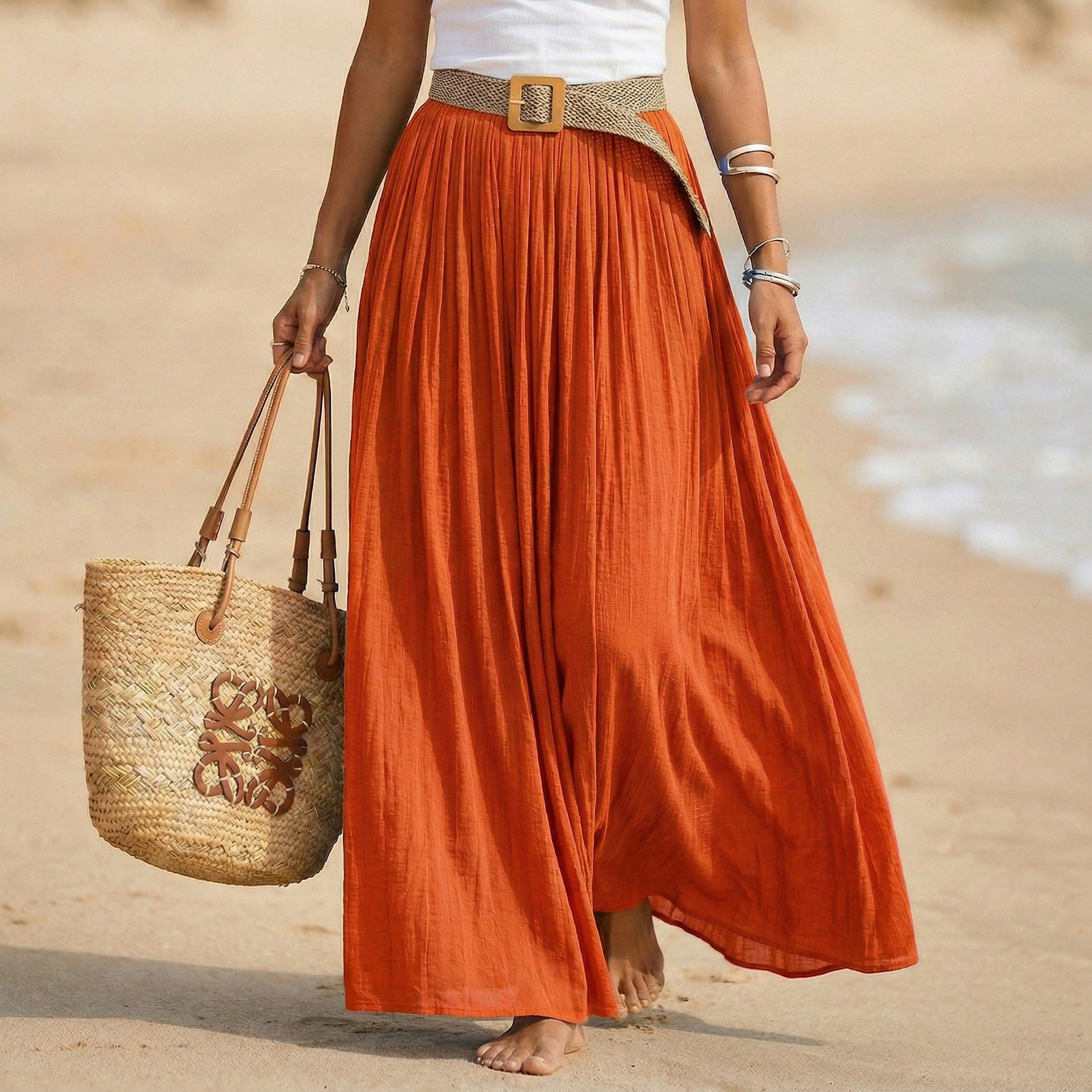 Maxi-Rock mit elastischem Bund für Urlaubs- & Strandlook