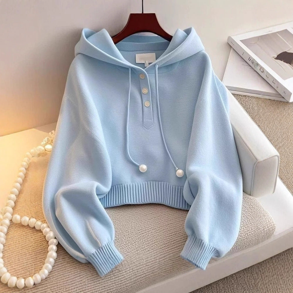 Blaue Kapuzen-Sweater