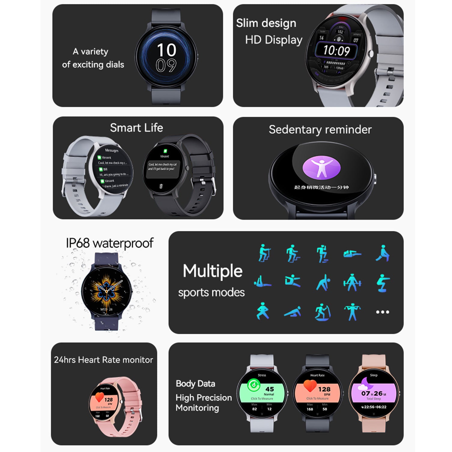Smartwatch mit Gesundheits- und Fitnessfunktionen