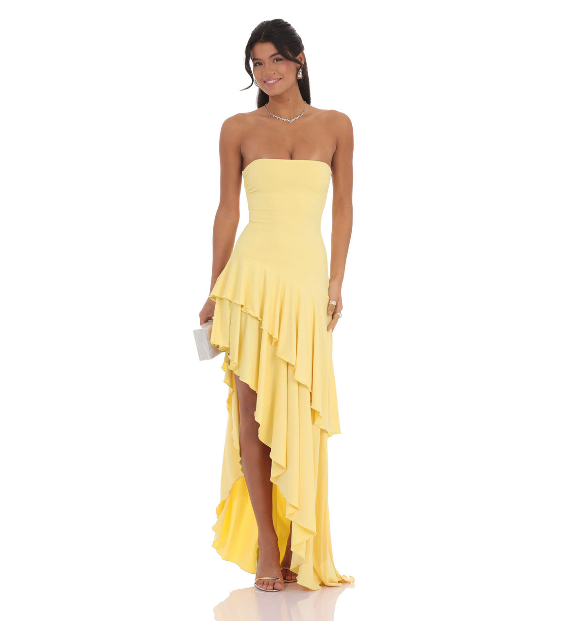 Trägerloses Fishtail-Kleid mit asymmetrischem Saum | LuxeStyle