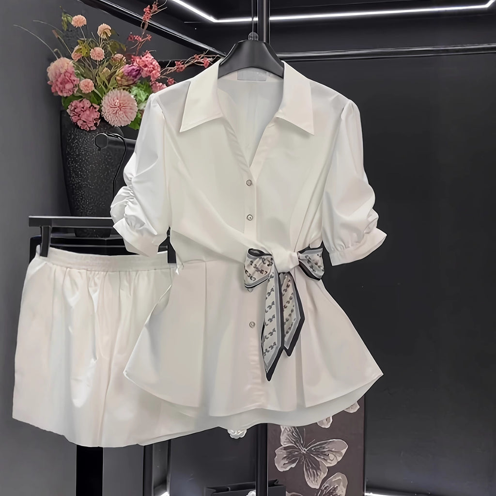 Kurzarm-Top mit Taillenbetonung – Bild 7 | LuxeStyle