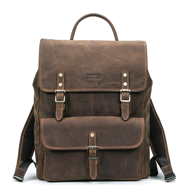 Schwarzer Retro-Leder-Rucksack für Herren – Bild 4 | LuxeStyle