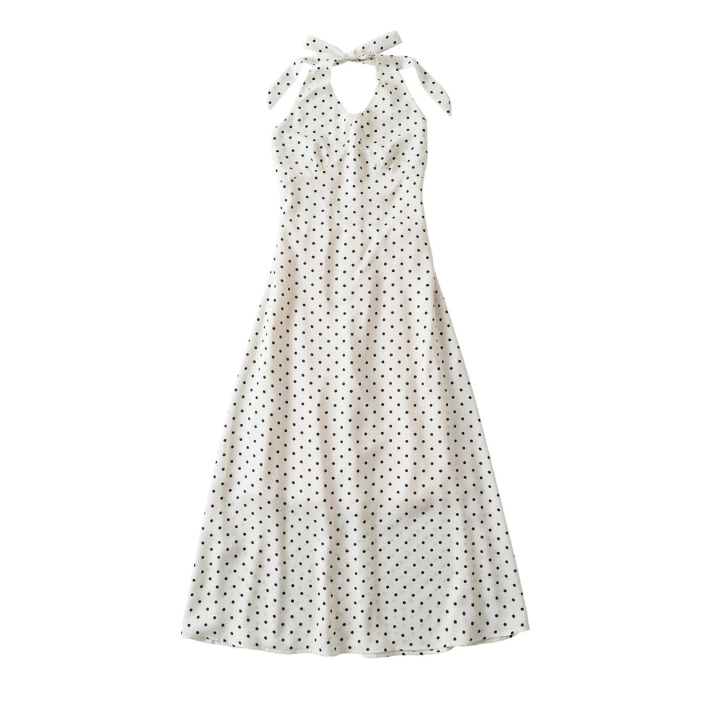 Retro Polka-Dot Neckholder Minikleid