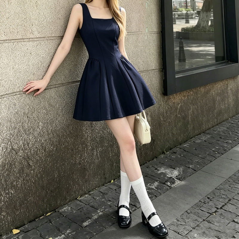 A-Linien Trägerkleid mit Taillenschnürung