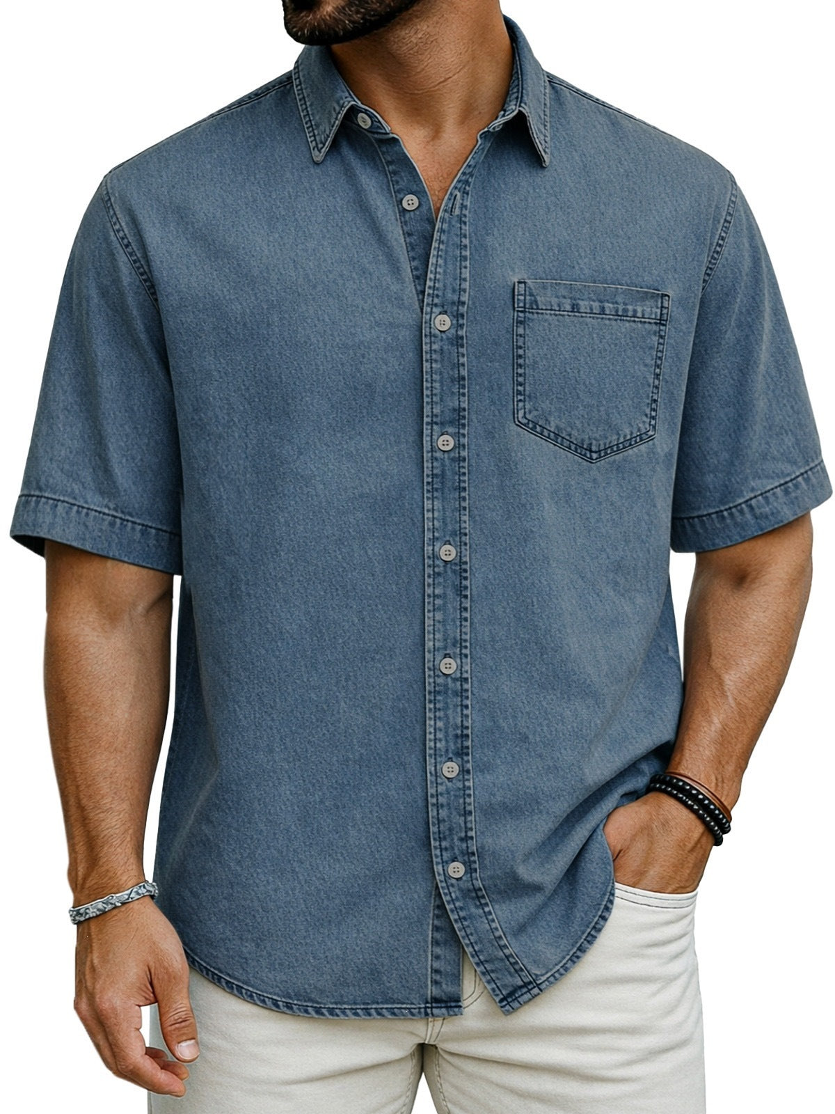 Herren Kurzarmhemd Casual Gestreift