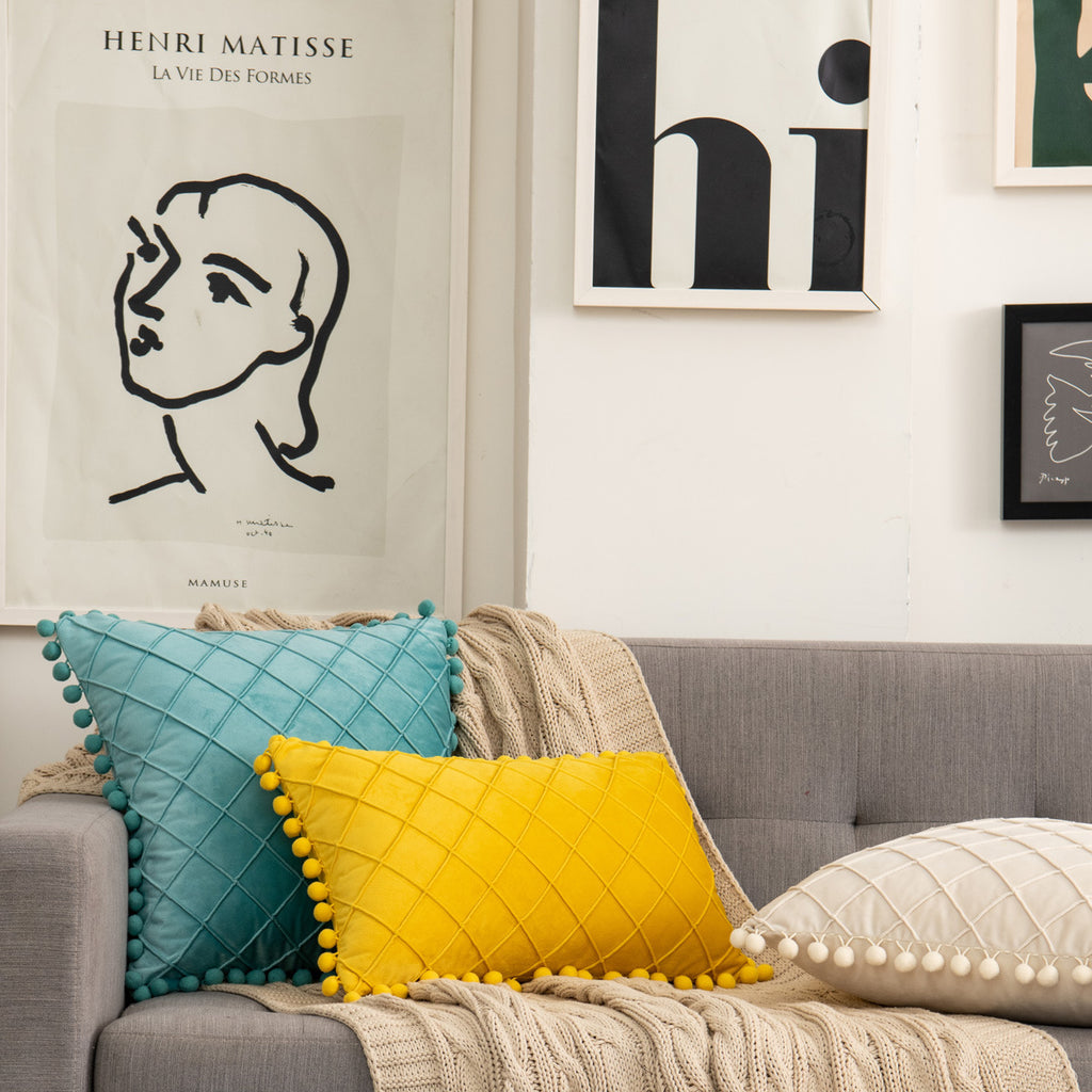 Samt Kissenbezug mit Rautenmuster und Quasten – Bild 17 | LuxeStyle