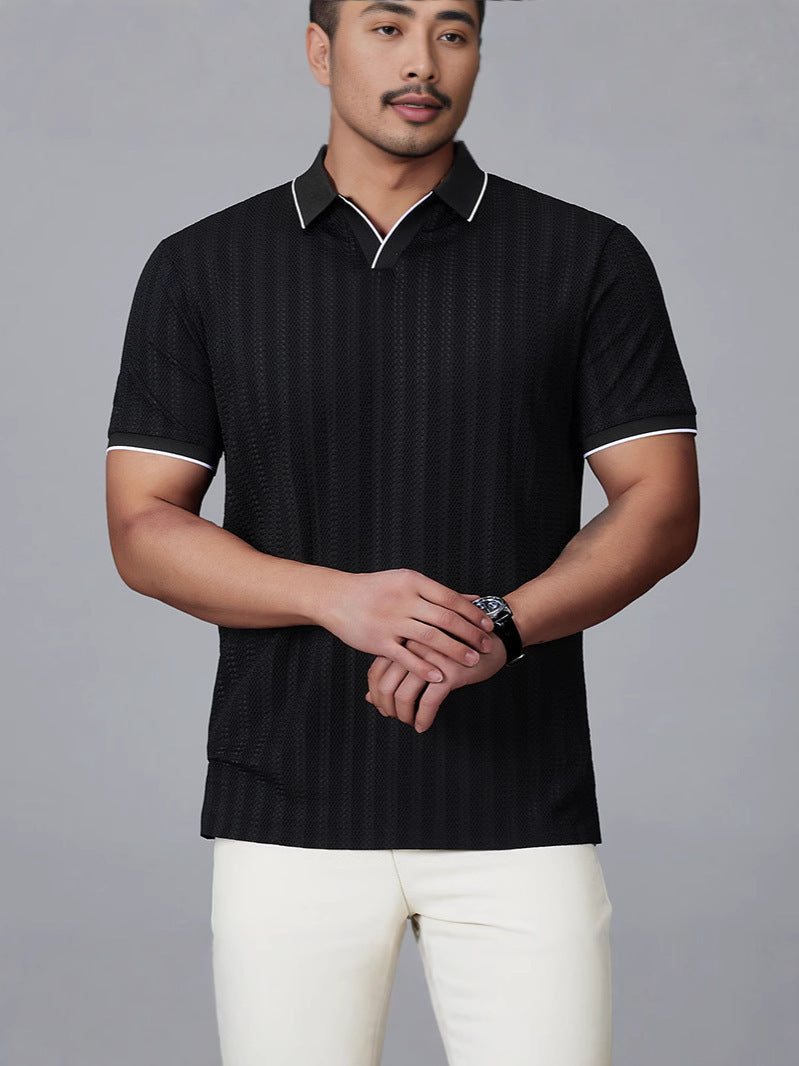 Polo-Shirt Kurzarm aus Eisseide für Herren – Bild 7 | LuxeStyle