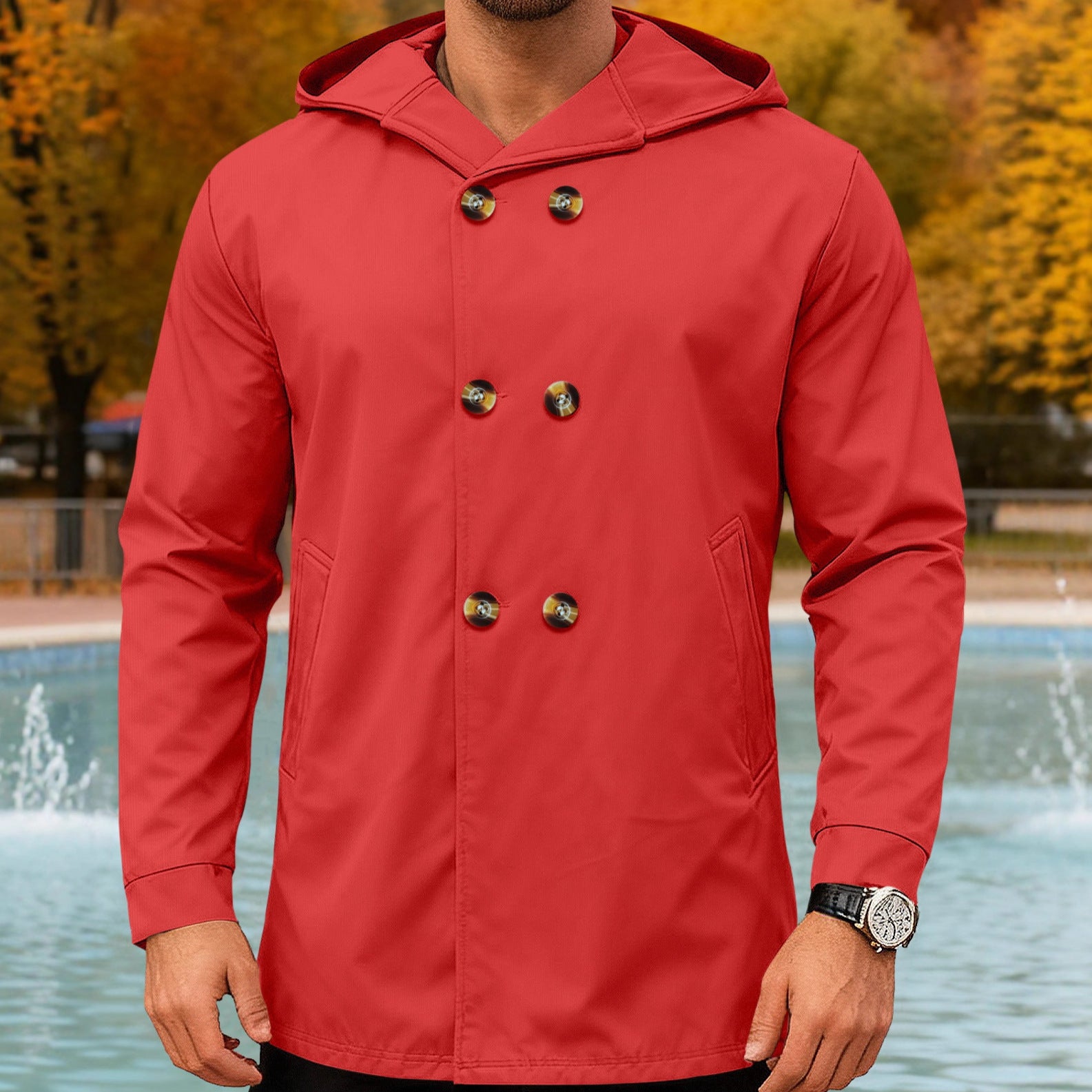 Herren Kapuzen-Trenchcoat, schmal geschnitten