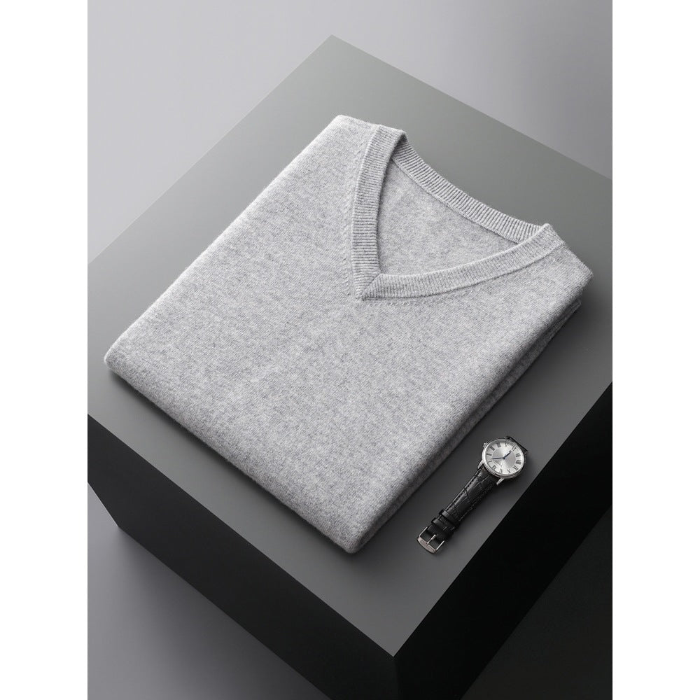 V-Ausschnitt Strickpullover aus Wolle