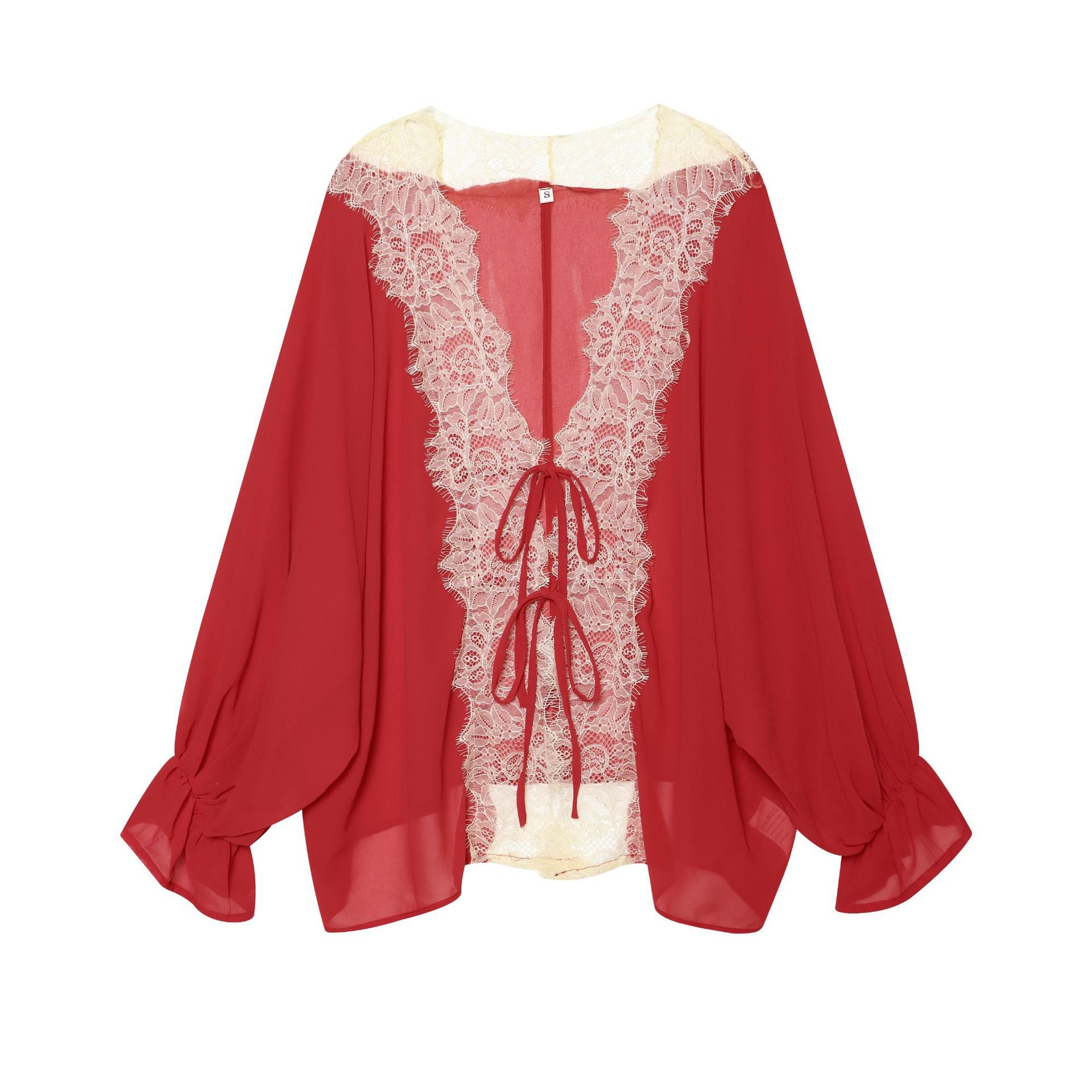 Leichte Bluse mit Spitze und Bindedetail