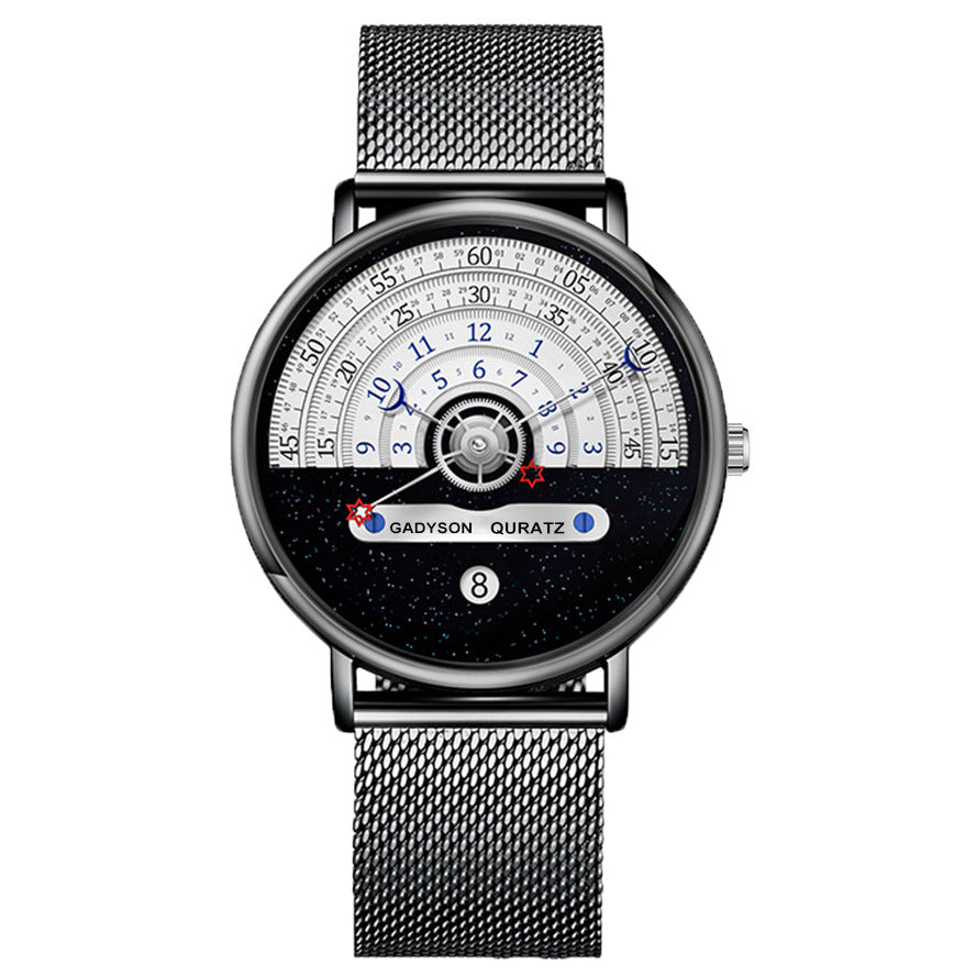 Quarz-Herrenuhr mit Kalender und Milanaise-Armband – Bild 6 | LuxeStyle