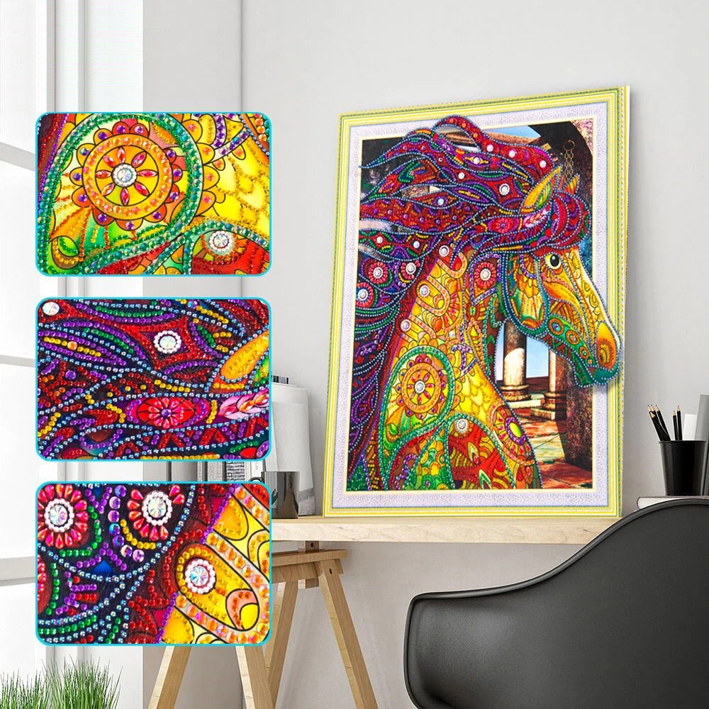 Diamond Painting Holzpferd Spezialform – Bild 2 | LuxeStyle