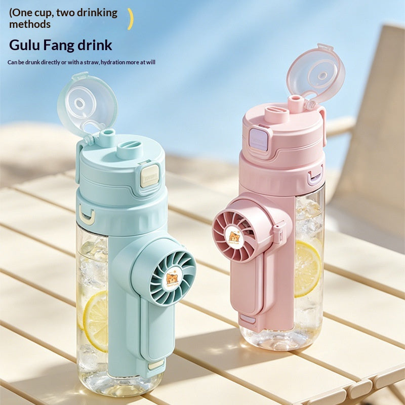 Trinkflasche mit Ventilator und Sprühfunktion