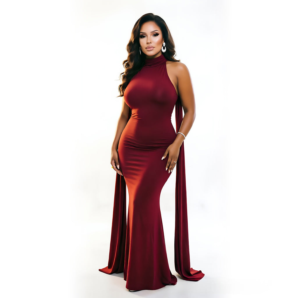 Figurformendes Slim-Fit Kleid mit Cape – Bild 7 | LuxeStyle