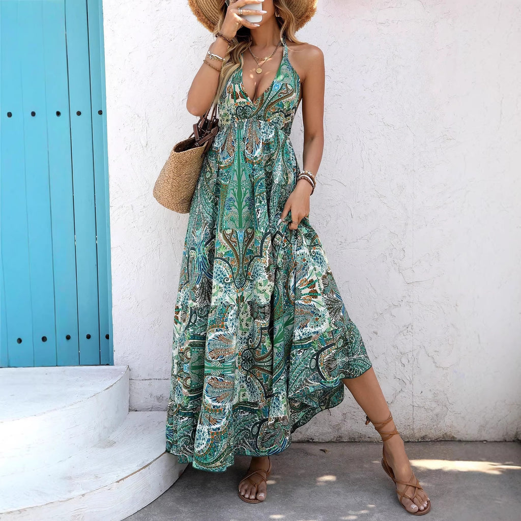 Boho-Kleid mit Paisley-Print und Schnürung | LuxeStyle