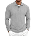 Herren-Langarm-Zip-Polo-Shirt mit Stehkragen