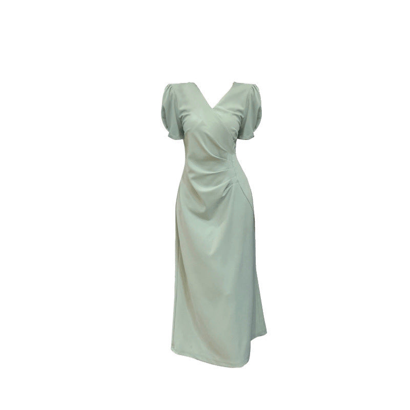 Plissiertes A-Linien Kleid mit Puffärmeln – Bild 4 | LuxeStyle