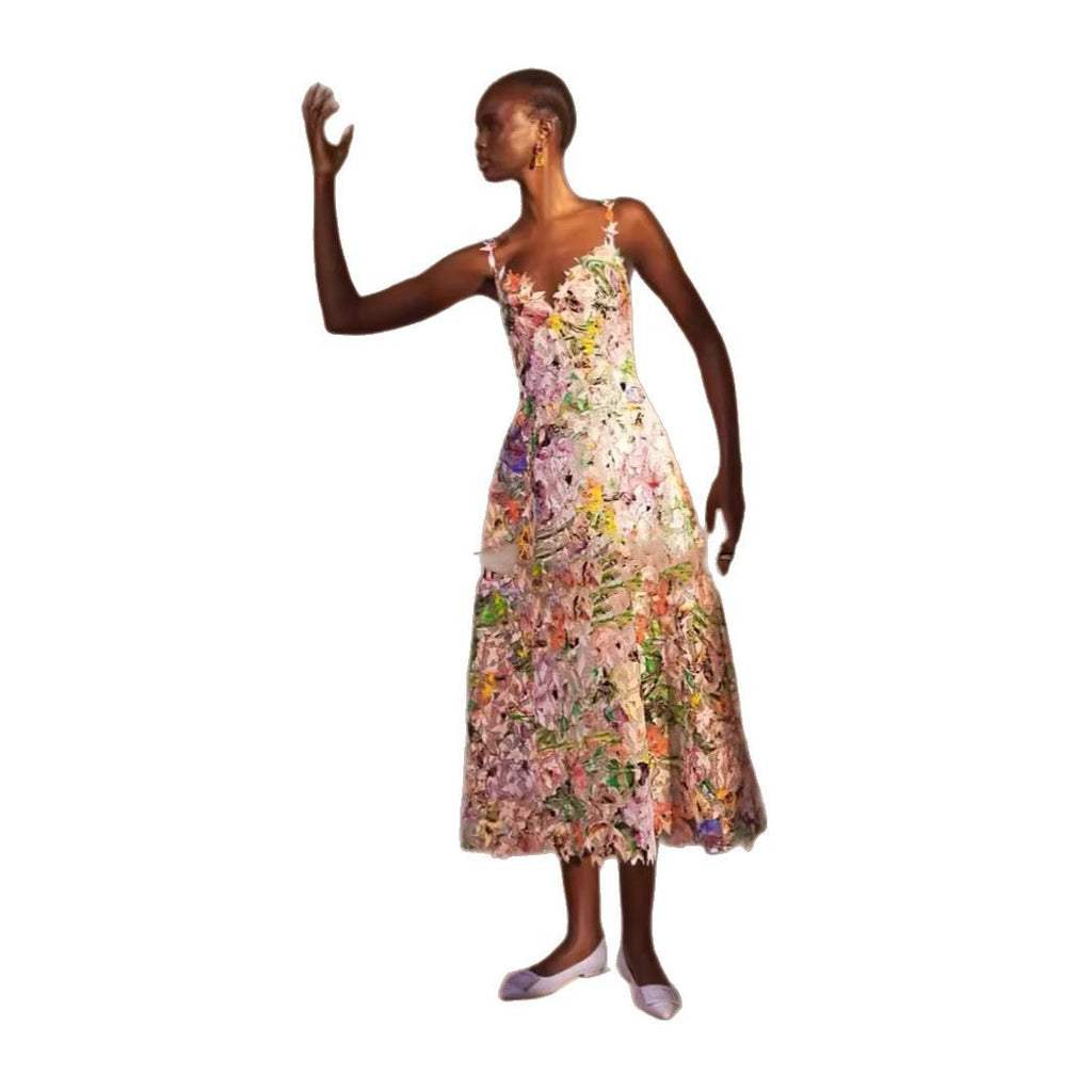 Spaghetti-Träger Maxikleid mit Blumenstickerei – Bild 1 | LuxeStyle