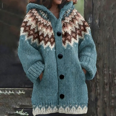 Kapuzen-Cardigan mit 3D-Tiermuster | LuxeStyle
