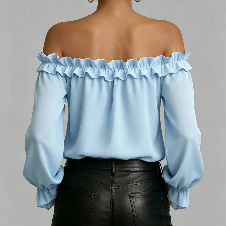 Elegante Off-Shoulder Bluse mit Rüschen – Bild 3 | LuxeStyle