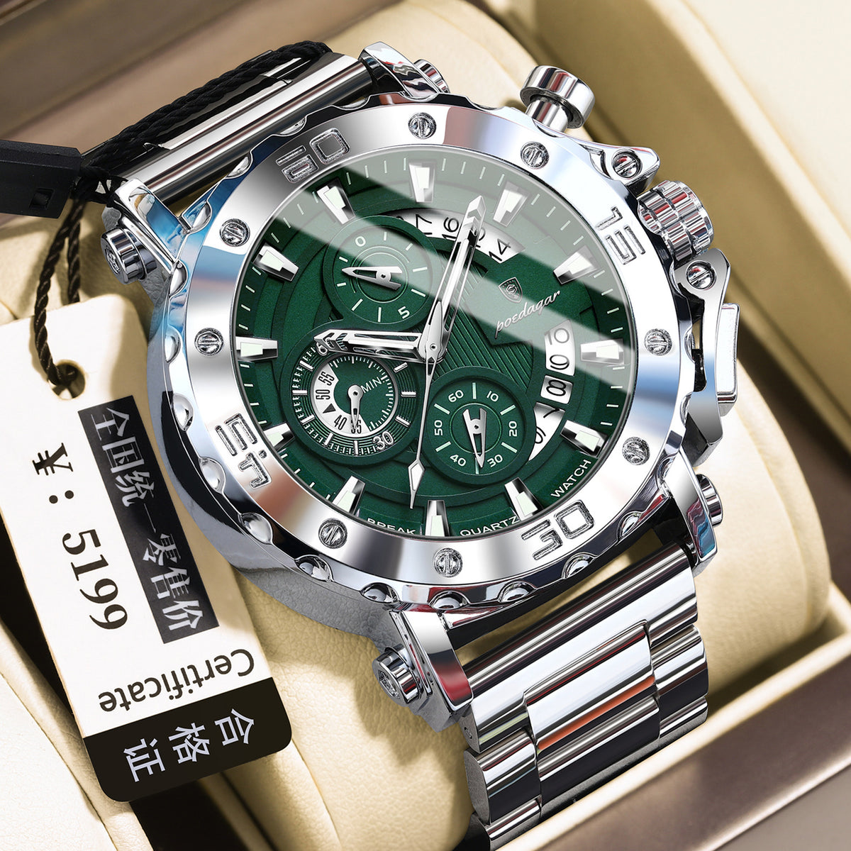 Quarz-Uhr wasserdicht, leuchtend, multifunktional für Herren – Bild 10 | LuxeStyle