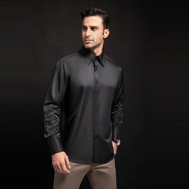 Herren-Rollkragen-Shirt mit Kristallknopf – Bild 5 | LuxeStyle
