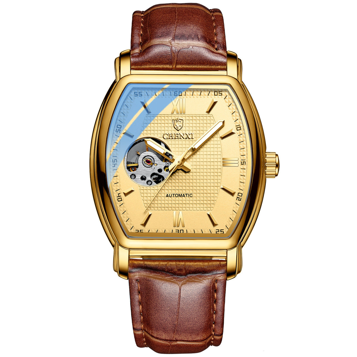 Automatische, hohle Herrenuhr mit Lederarmband – Bild 5 | LuxeStyle