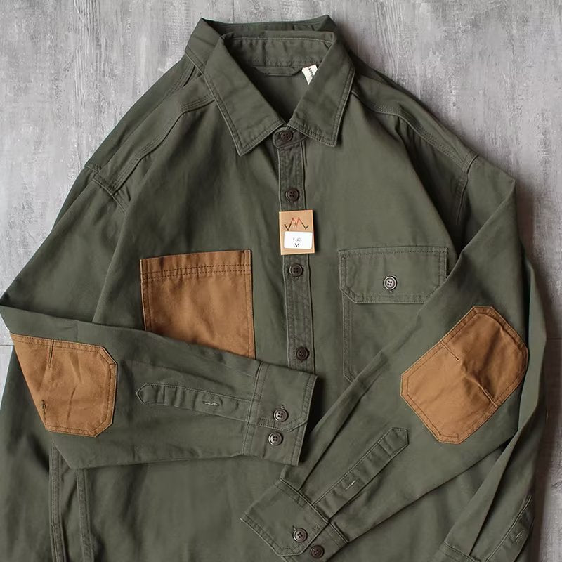 Lange Ärmel Leinen-Shirt in Khaki – Bild 3 | LuxeStyle