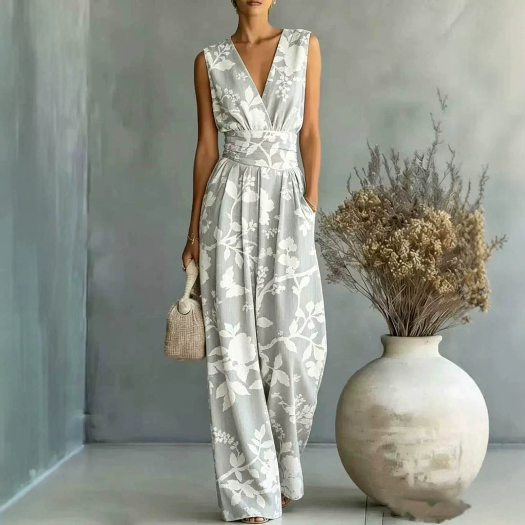 Ärmelloser Jumpsuit mit V-Ausschnitt